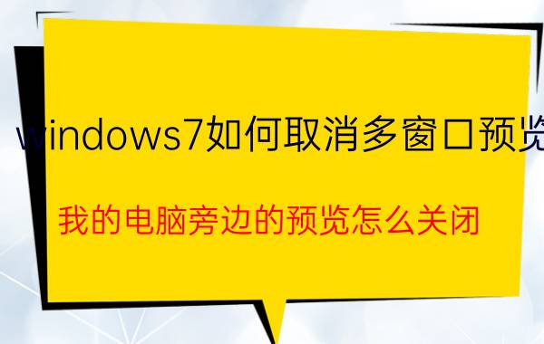 windows7如何取消多窗口预览 我的电脑旁边的预览怎么关闭？